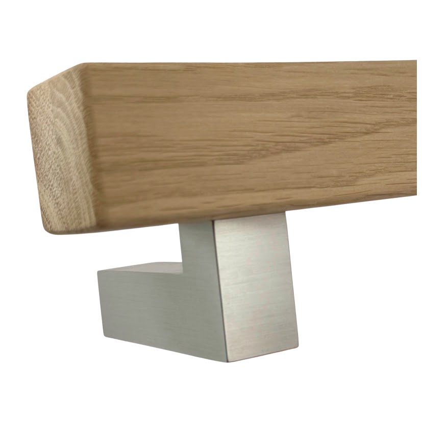 Eckige Handlaufstütze Edelstahl A2, für flache, aufgesetzte Handläufe. LamiFIX®