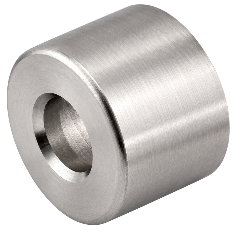 Manicotto distanziatore LF 3624.018.1 in acciaio inossidabile INOX A2, vista frontale con foro piccolo
