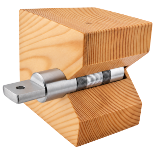 Treppenbolzen Typ A+B, Einbautiefe T = 65 mm, in Holz eingebaut