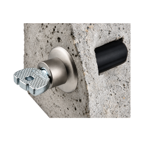 Treppenbolzen Set 7A und 7B mit Schallschutz in Beton – vollständiger Verbinder links