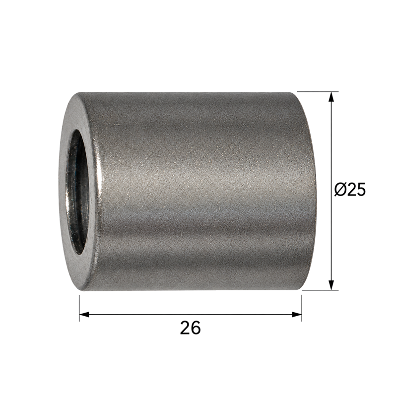 INOX Decor cover sleeve LF 3601.001.1, diameter 25 mm and length 26 mm