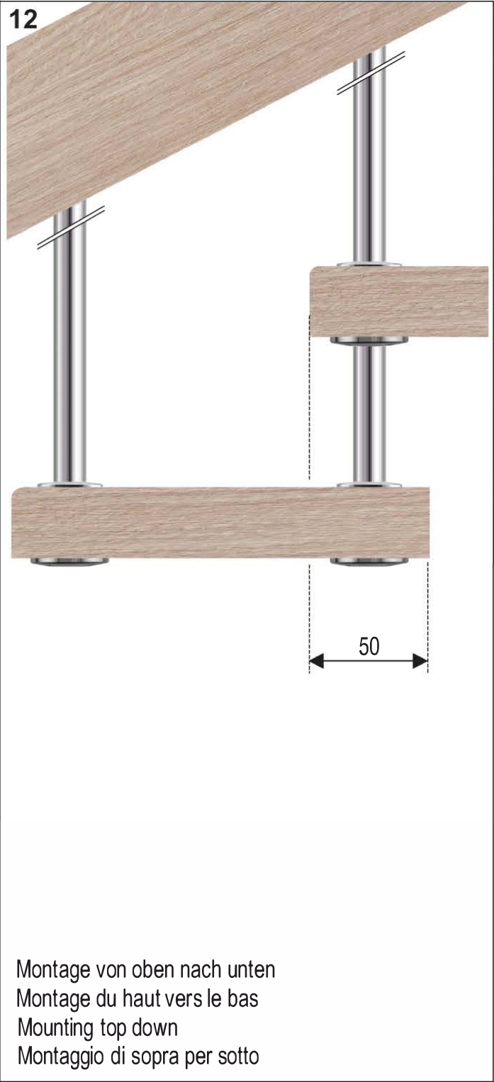 Montageschritt 12: LamiFIX 16-mm-Stufenaufhängung von oben nach unten montieren.